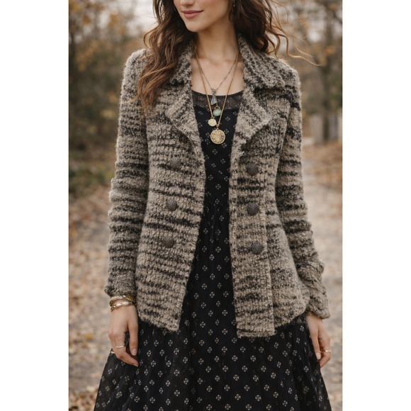Free People Sweaters - Free People Boucle Double Breasted Knit Cardigan Jacket Size Small